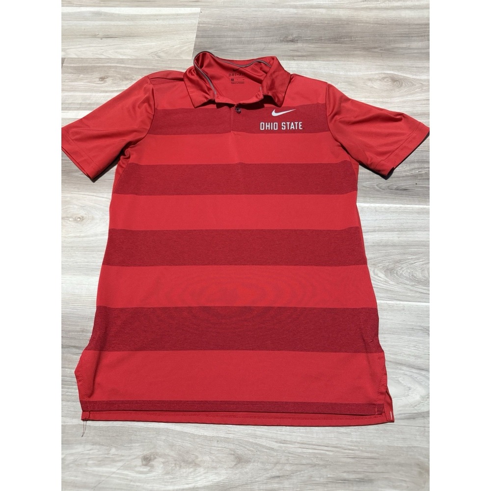 Nike‎ Dri-FIT Ohio State Red Striped Men's Polo Shirt S Breathable